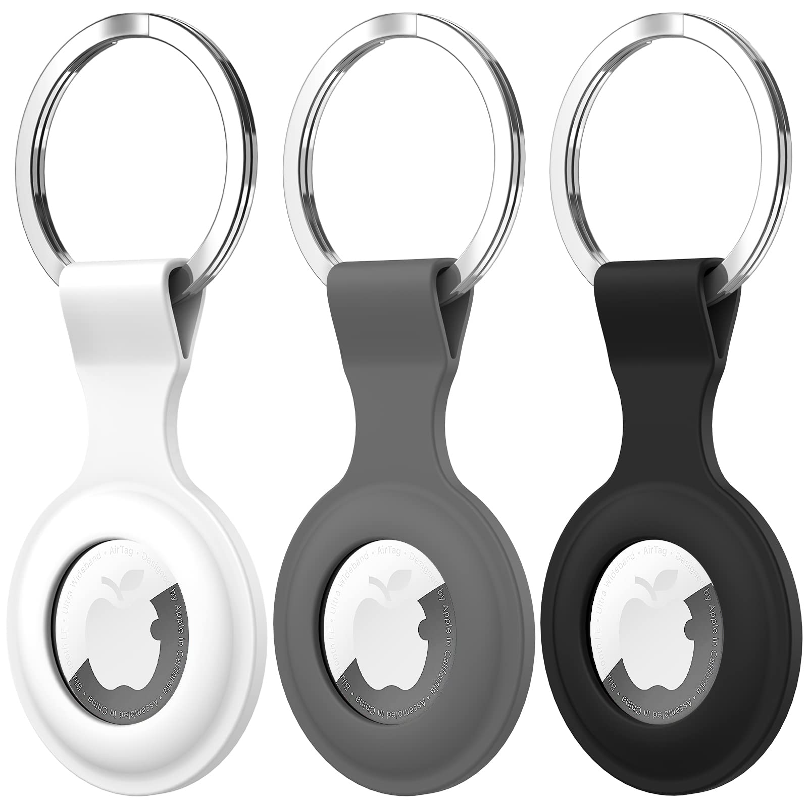 Diruite 3-Pack Protective Case with Keyring for Apple AirTag Holder, Scratch Resistant Washable Anti-Lost Soft Silicone Locator Tracker Keychain Cover for AirTag Cases for Keys, Bags, Pet Collars — image 1