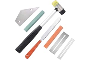 FILSUMER Guitar Luthier Tool Kit, Guitar Fret Crowning File, Double Headed Guitar Bass Fret Wire Rubber Hammer,Stainless Steel Fret Rocker, 2 Pcs Fingerboard Guards Protectors and Grinding Stone
