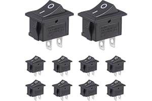 VEXUNGA Mini Rocker Switch On Off 2 Pin 2 Position 10A 125V AC 6A 250V Black Boat Rocker Toggle Switch KCD1 SPST Snap-in Squa