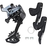 L-TWOO Road Bike Groupset 1 x 9 Speed Includes Bike Shifter Set and Rear Derailleur Bicycle Shifter Set with Shifter Lever for Road Bicycle Compatible with Shimano