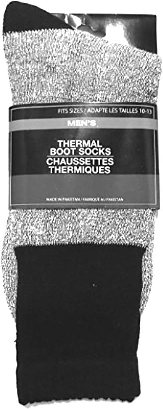 Thermal Mens Boot Socks (sz 10-13) Grey,Black
