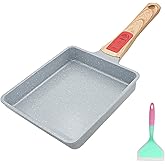 AIKENBBKK Ceramic Nonstick Tamagoyaki Pan, Japanese Omelette Pan omelette egg pan with Detachable Handle, Oven Safe, 7.48” x 6.8” (Blue)