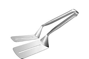 AOOSY 304 Steak Clamps, 3-in-1 Cooking Tong, Double Sided Spatula, 10 Inch Multifunctional Stainless Steel Food Flipping Spatula Tongs Clip for Bread Hamburger BBQ Meats Pizza Pies Bread Fish