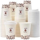 Tamone 100 PACK 12OZ Disposable Coffee Cups with Lids, To Go Coffee Cups with Lids Leak Proof, Beige Paper Cups Coffee Beans Design for Cold/Hot Coffee Beverage Chocolate Cocoa for Home Office