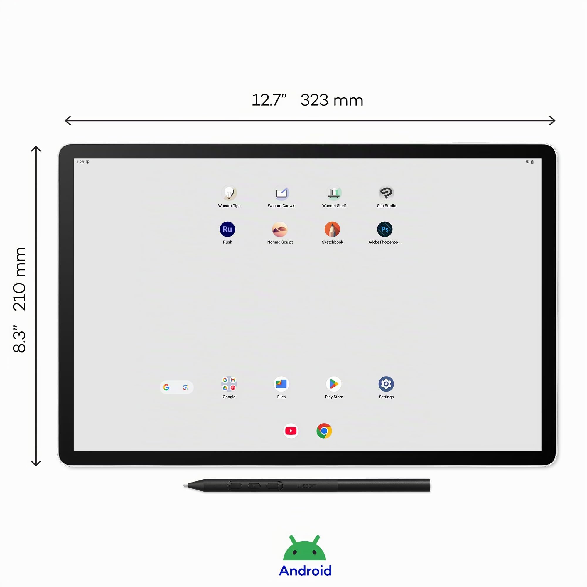 Wacom MovinkPad Pro 14 Zeichentablet – Stift-auf-Papier-Gefühl mit OLED-Display für echtes Schwarz, außergewöhnlichen Kontrast, schnelle Reaktionszeit, Premium Textured Glass, ultrapräziser Pro Pen 3 8