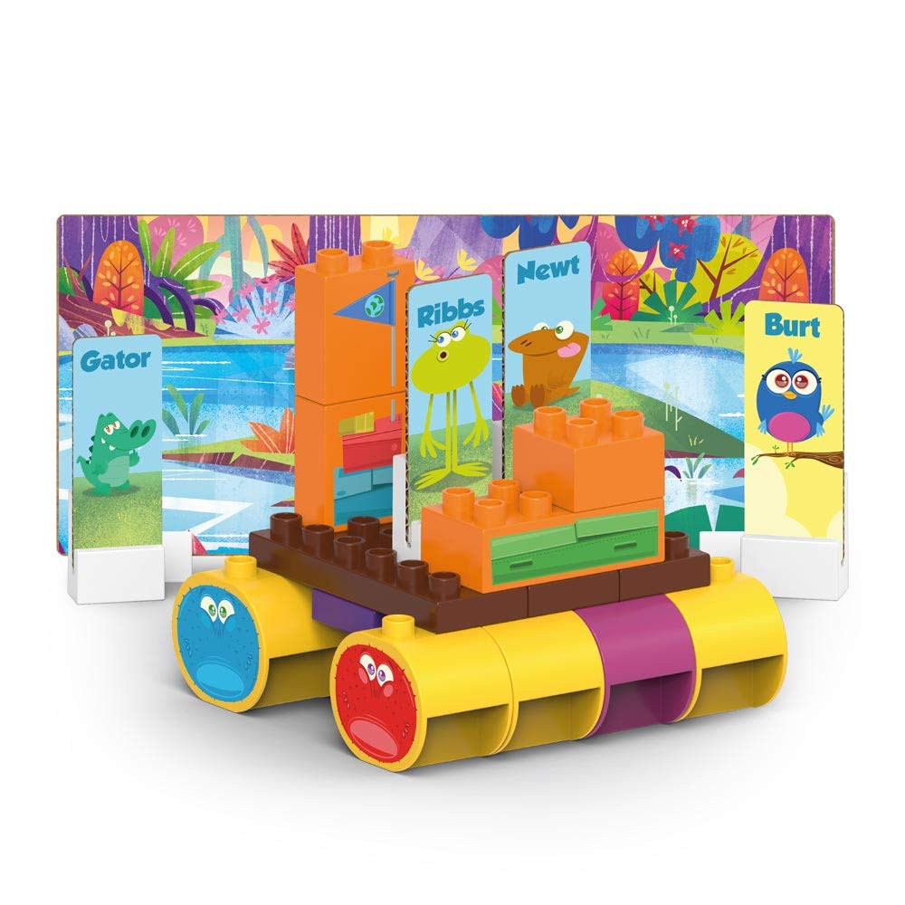 BIOBUDDI BB-0149 Swampies – Swamp Raft, Biological Building Blocks for Push-In, Compatible with Other Brands, Made from Organic Plastic, 21 Clamping Blocks