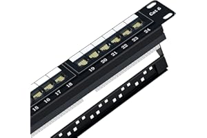 Tedgetal Cat6 Patch Panel 24 Port 1U, Keystone Patch Panel 19" Rackmount or Wallmount 10G Support for Cat6, Cat5e, Cat5 Cabling