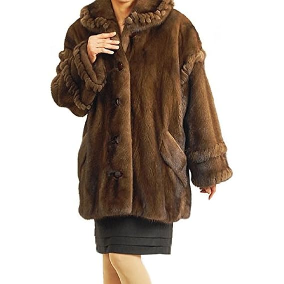 Amazon デミバフ ミンク 毛皮 コート レディース デミバフミンク