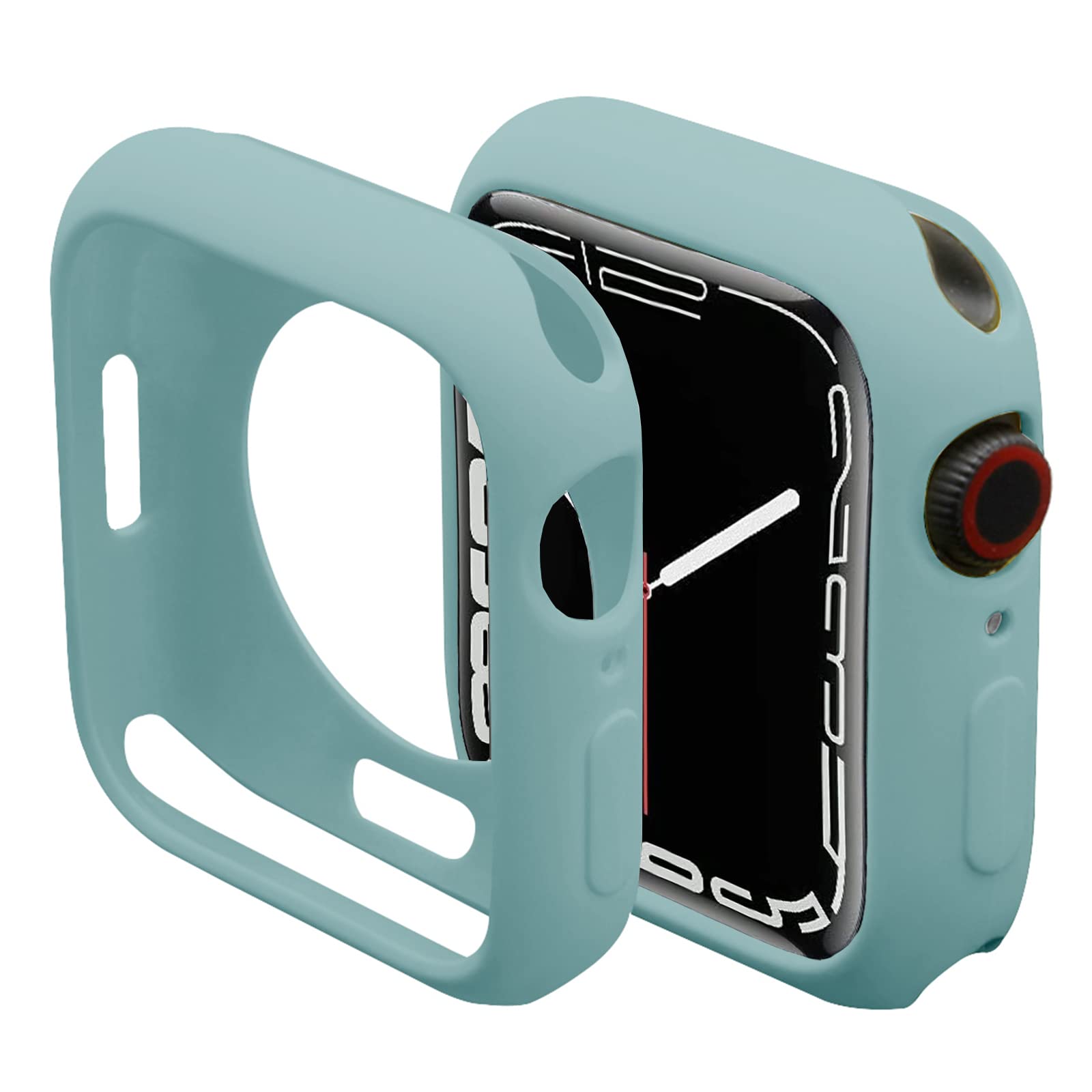 Miimall Bumper Case Compatible with Apple Watch Series 9/Series 8/Series 7 45mm, Soft TPU Ultra-thin Shell All-Around Protective Cover for Apple Watch Series 9 8 7 45mm-Blue green