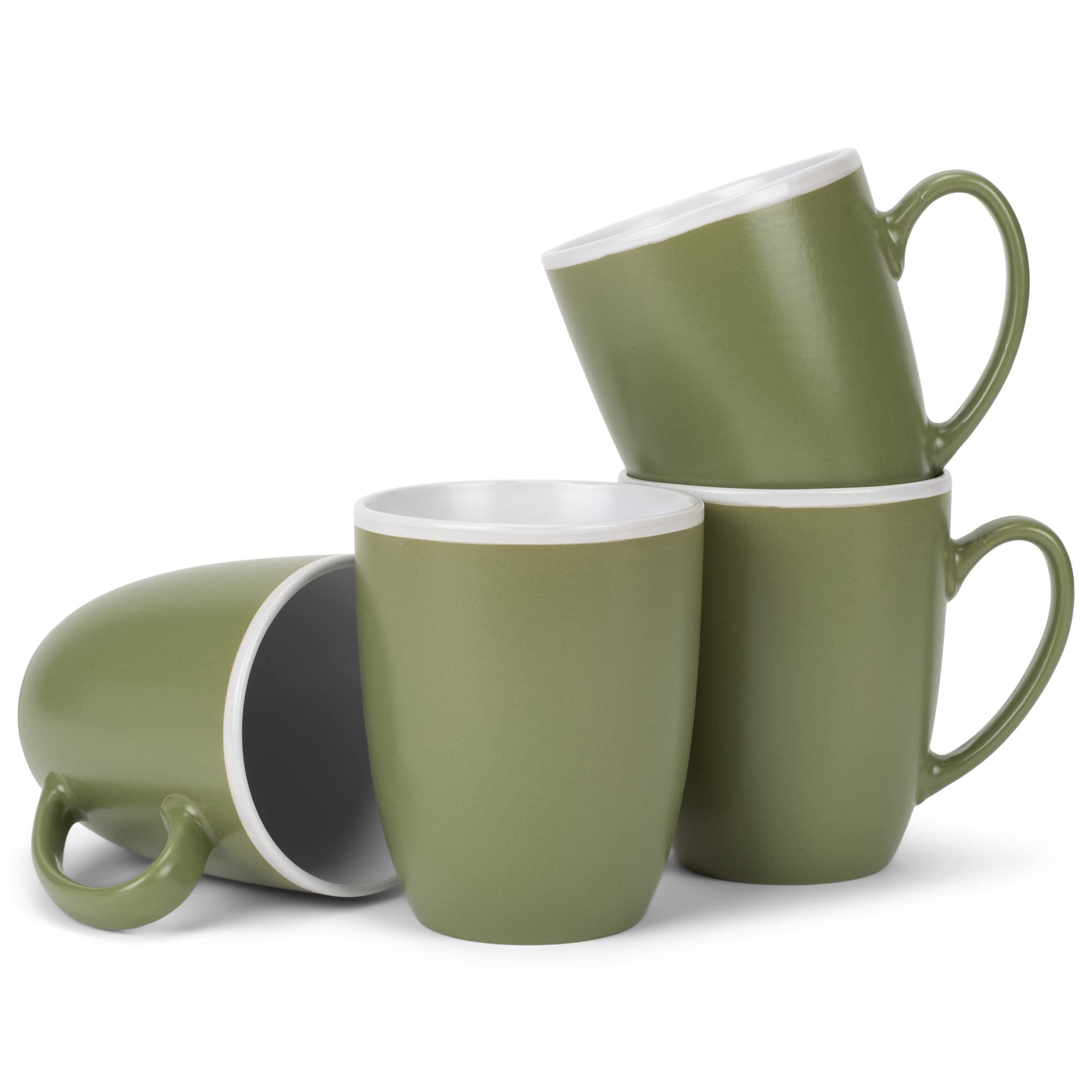 Photo 1 of *****set of 2***** Elanze Designs Solid Color Green White Interior 16 ounce Matte Ceramic Mugs Matching Set of 2