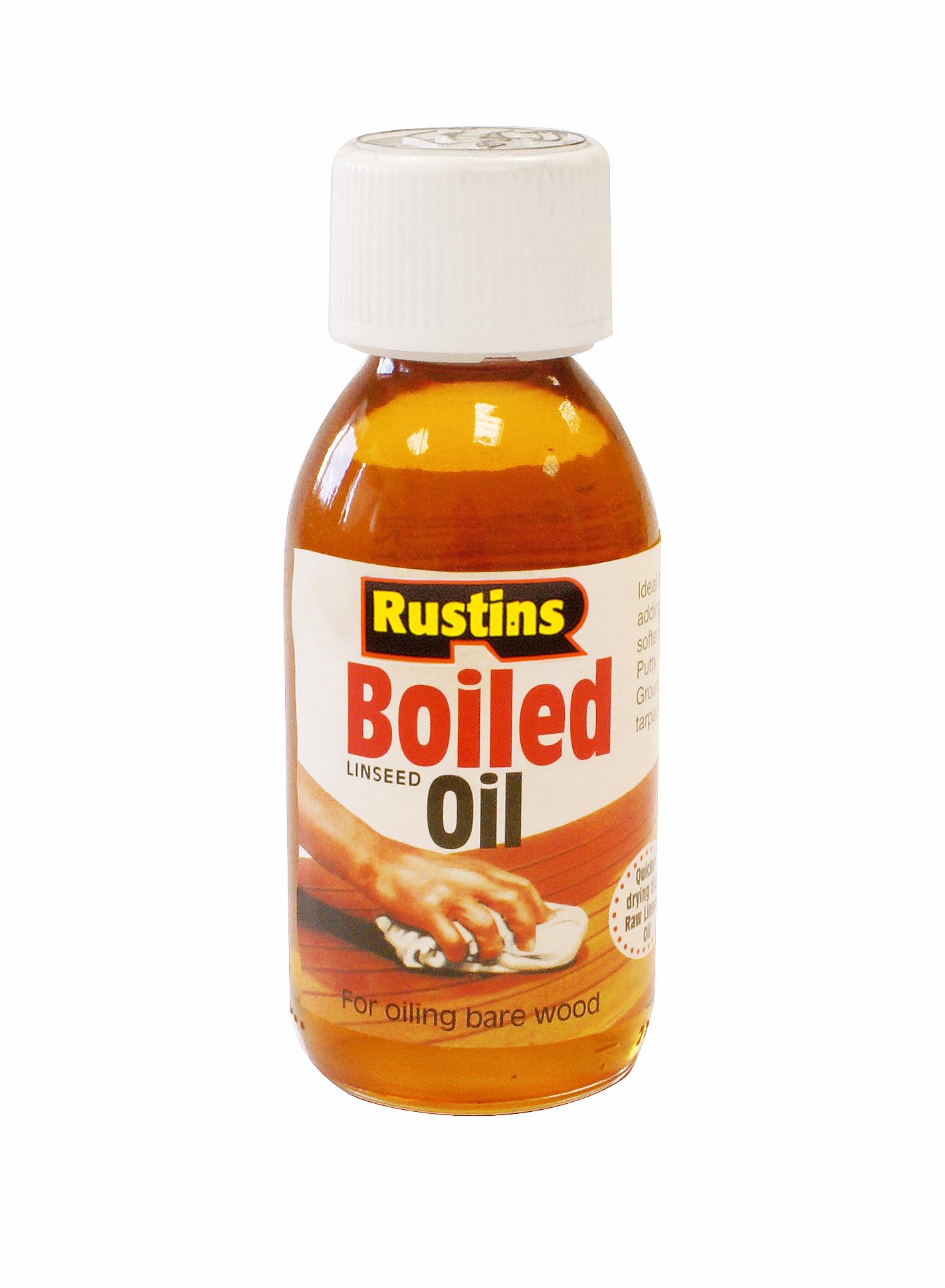 Rustins BOIL125 125ml Boiled Linseed Oil-Traditional Wood Restorer & Protective Oil – Deep Nourishment for Furniture, Doors, Decking & Interior Wood – Enhances Natural Colour & Grain