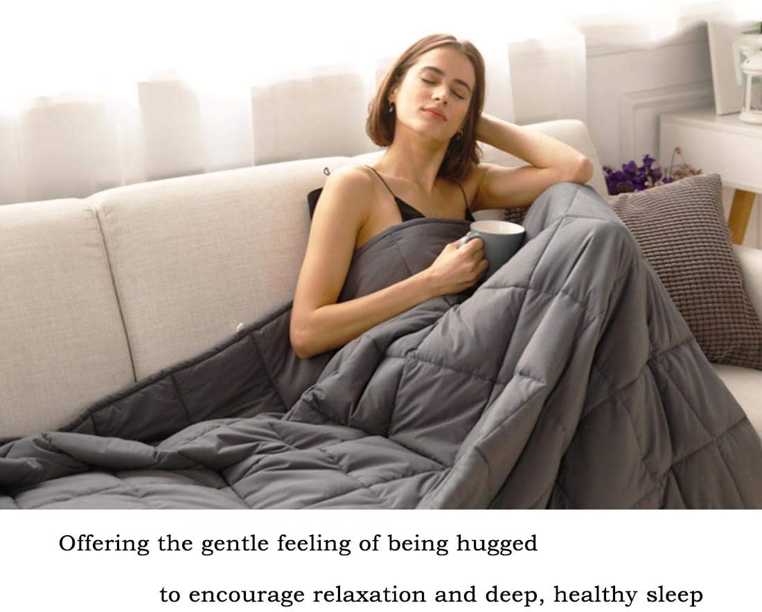 CuteKing Weighted Blanket 60x80 Inches for Queen or Full Size Bed, 15lbs for Individual Between 90-150lbs, 100% Oeko-Tex Certified Cotton with Glass Beads for Adult, Dark Grey: Kitchen & Dining