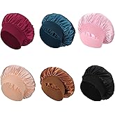 XLSXEXCL 6Pcs Satin Bonnet Silk Bonnet for Sleeping Silk Sleep Cap Satin Silk Hair Bonnets for Sleeping Elastic Band Silk Hair Wrap for Curly Hair Night Cap