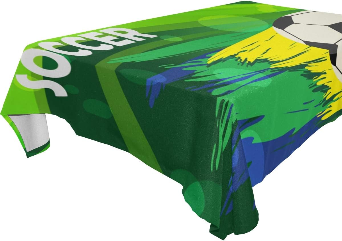 DragonSwordlinsu COOSUN Rectangle Brazil Soccer Tablecloth for Wedding Party Holidays Washable Polyester Table Cloth Cover, 60 x 60 Inch