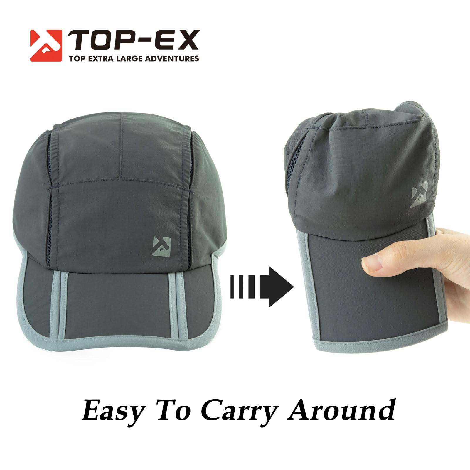 TOP-EX XL/XXL Baseball Cap Herren Atmungsaktiv Sports Running Kappe UV Schutz Basecap Sommer Golf Cap tx89056_Dunkelgrau XL Großer Kopf 5