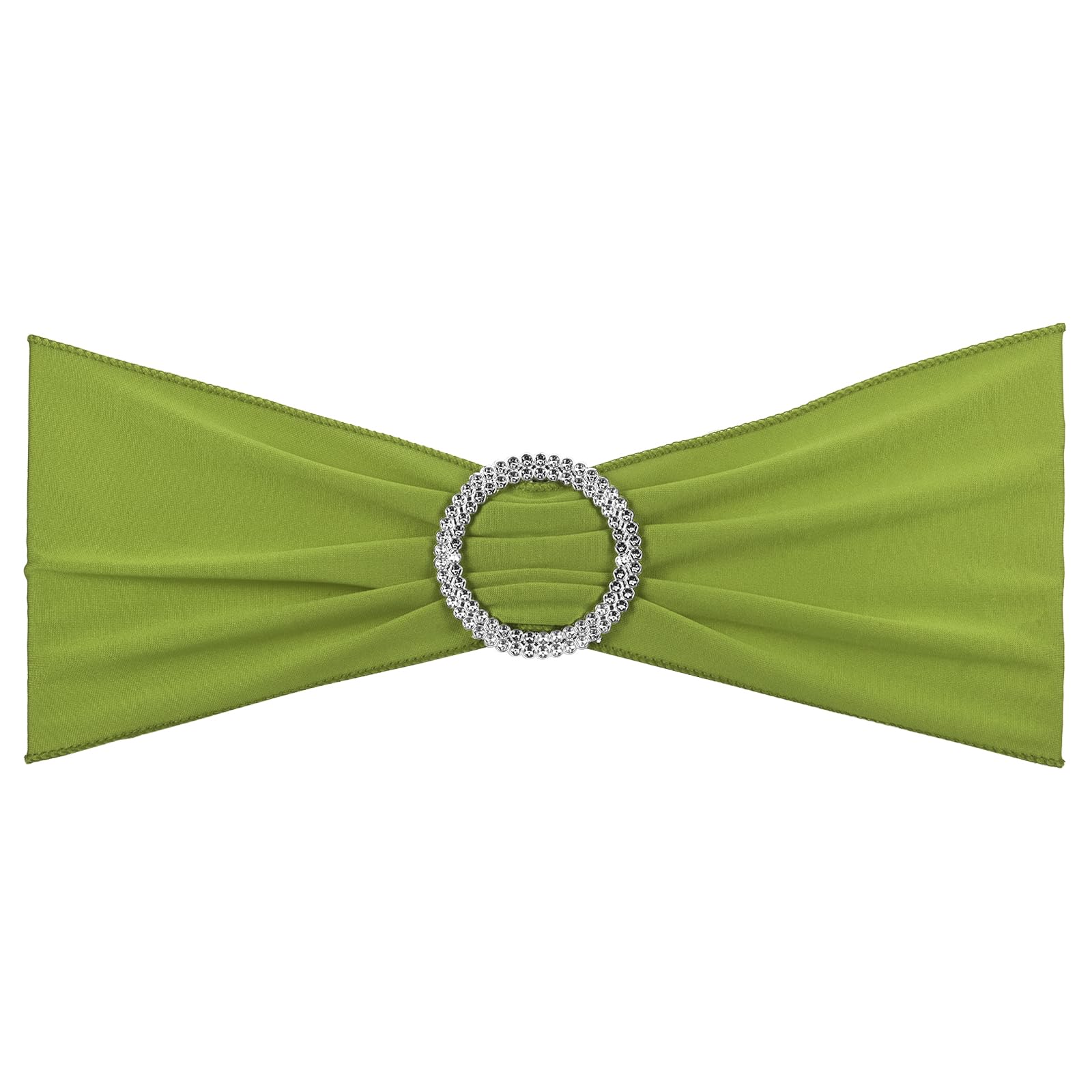 PATIKIL 13" x 5" Stretch Chair Sashes Bows, 25 Pack Elastic Chair Bands Sashes with Buckle Slider for Wedding Banquet Decorations, Green