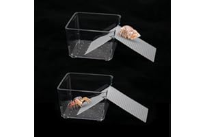 XiyaxiVici 2 Pack Transparent Hermit Crab Water Tank with Climbing Ramp, Hermit Crab Aquarium Tank Cage Salt Water Pool Accessories, Hermit Crab Habitat for Small or Medium Hermit Crab Habitat