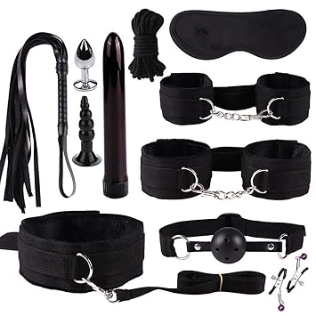Sexspielzeug FüR Paare Set Waselia, Sexspielzeug Set FüR Paare Deluxe, Ipple Klemmen Stecker Anal Vibrator Handschellen Maske Vibration Sm Sex Spielzeug Set 11 StÜCke Schwarz