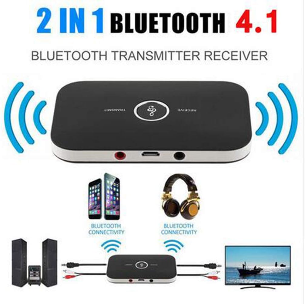 Sloovery 2in1 Bluetooth 4.1 Transmitter & Receiver Wireless A2DP Audio Adapter Aux 3.5mm Audio Player for TV/Home Stereo/Smartphone