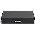 Bigso Sverker Fiberboard Legal and Art Storage Box - Scrapbook Storage Box for Loose Papers and More - Durable Document Boxes with Lid and Metal Label Holder - 17.1 in x 12.2 in x 3.3 in - Dark Grey
