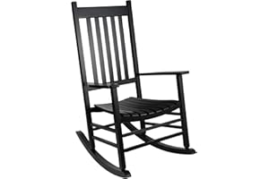 GnL Recsports Patio Rocking Chair, Outdoor Rocking Chair, Wood Porch Rocker, Wooden Rocking Chair for Adult for Garden, Lawn, Balcony, Backyard and Patio (1 Black)
