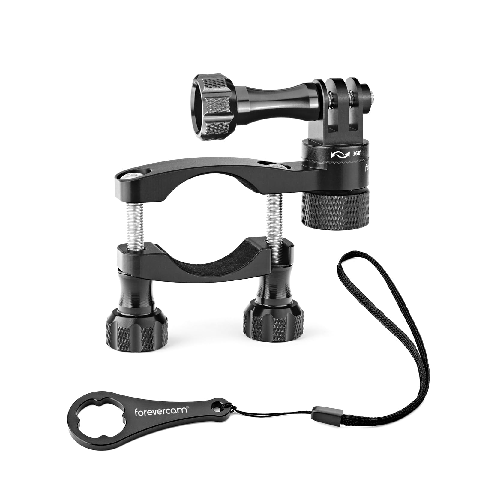 Forevercam 360°Rotation and Lock Any Direction Aluminum Bike Motorcycle Handlebars Mount Compatible for GoPro Hero 13 12 11 10 9 DJI AKASO Insta360 Action Camera