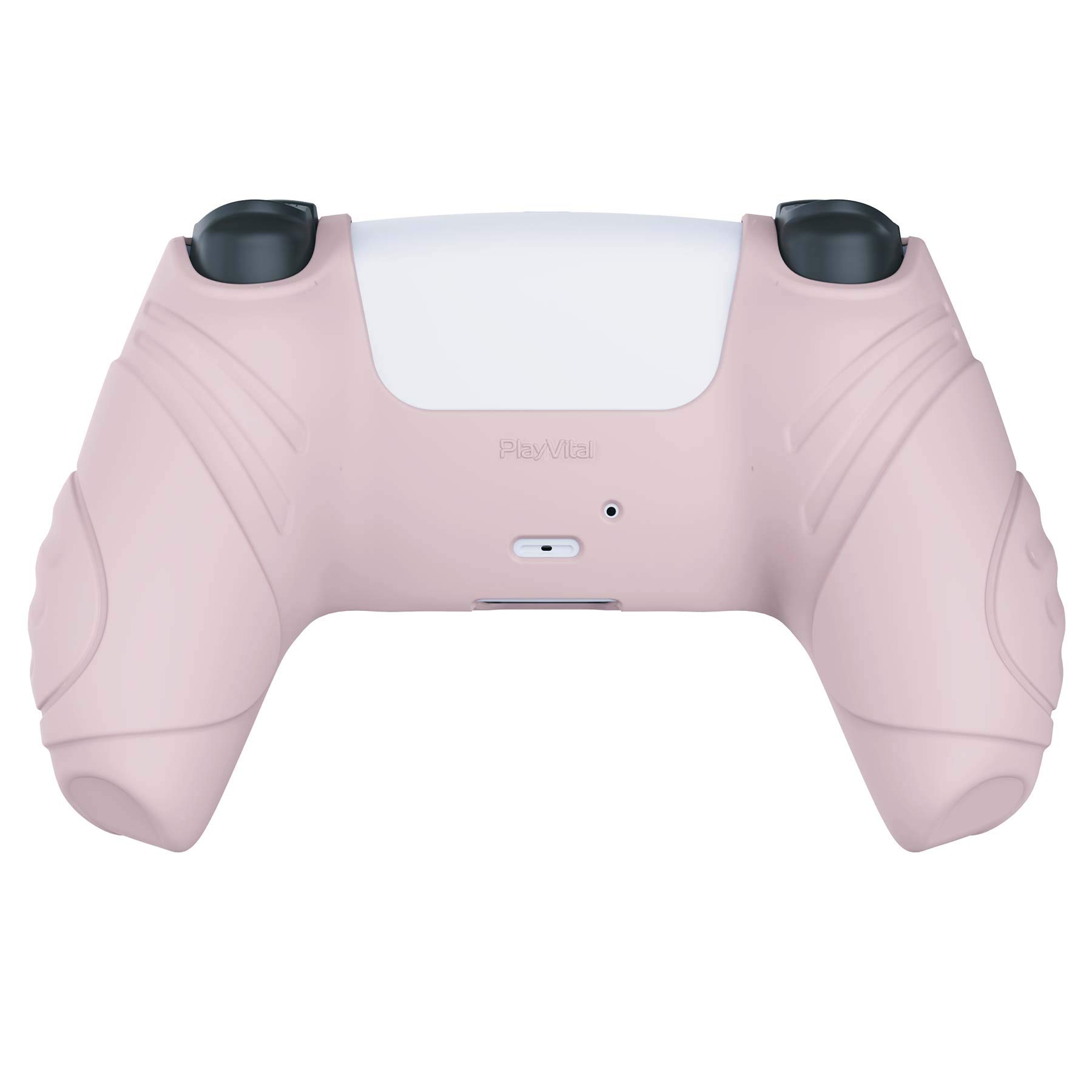 eXtremeRate PlayVital Guardian Edition Cherry Blossoms Pink Ergonomic Soft Anti-Slip Controller Silicone Case Cover for ps5, Rubber Protector Skin with White Joystick Caps for ps5 Controller