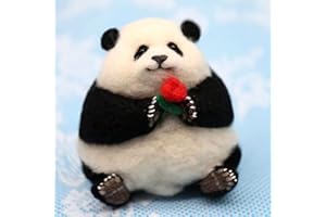 BKDRL Needle Felting Kit Panda Needle Felt Needle Felting Kits for Beginners Includes All Tools and Instructions(Rose)