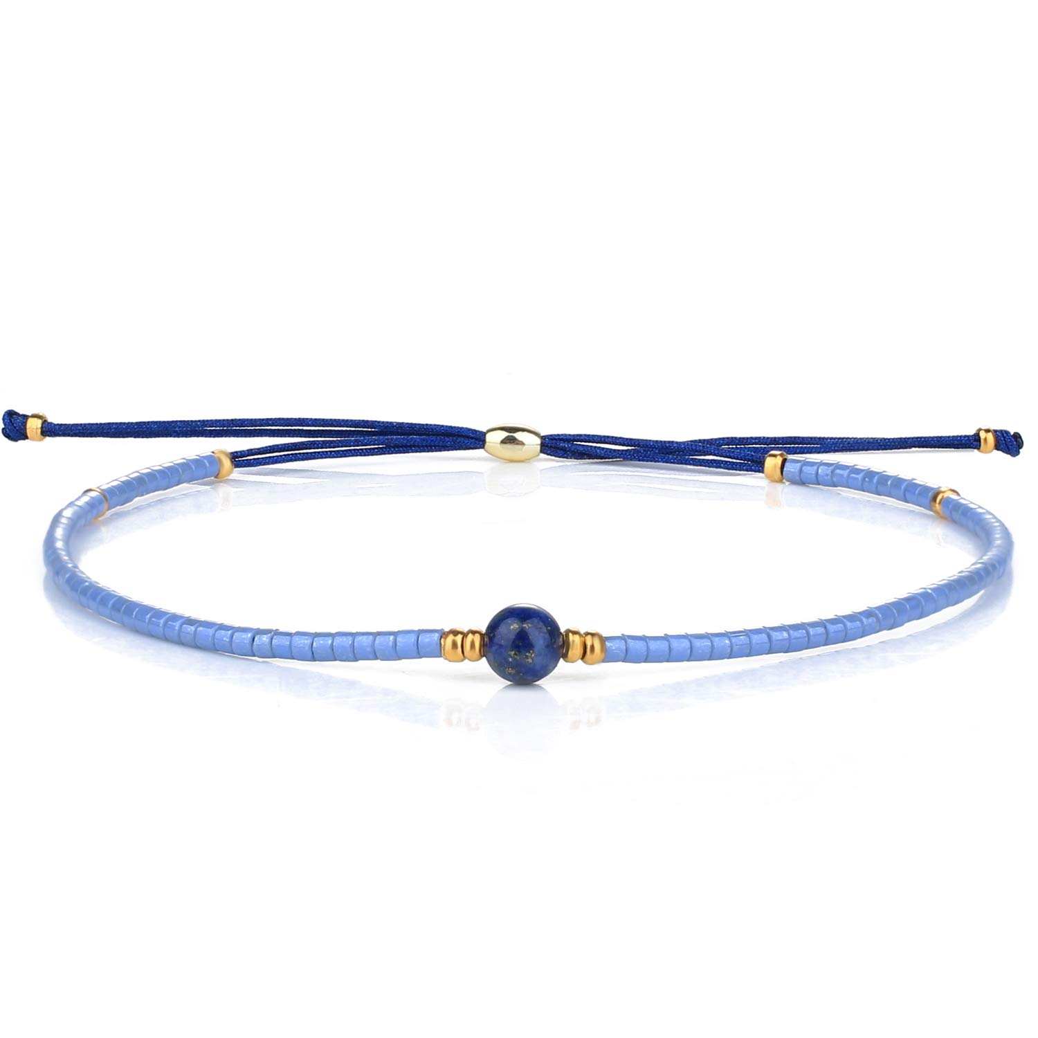 KELITCH Crystal Gems Mix Beaded Friendship Bracelets Charm Adjustable Bracelet New Jewelry (Blue 1)