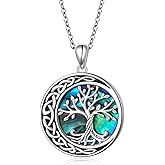 SHAOAN 925 Sterling Silver Tree of Life Pendant Necklace Celtic Knot Abalone Shell Necklace Christmas Birthday Anniversary Jewelry Gifts for Women
