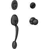 SCHLAGE Front Door Entry Handleset, Plymouth Knob, Matte Black | Front door handleset with deadbolt &amp; interior knob, Easy install, Universal fit, Certified security &amp; durability, 2 keys