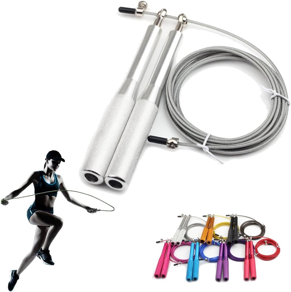 Suki Chris Jump Rope Portable Weighted for Boxing MMA Fitness Training - Non-Slip Aluminum Handles Adjustable Wire Jump Rope