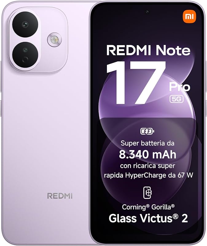 REDMI Note 17 Pro 5G, Smartphone 8+512GB, Purple, Batteria da 8340 mAh