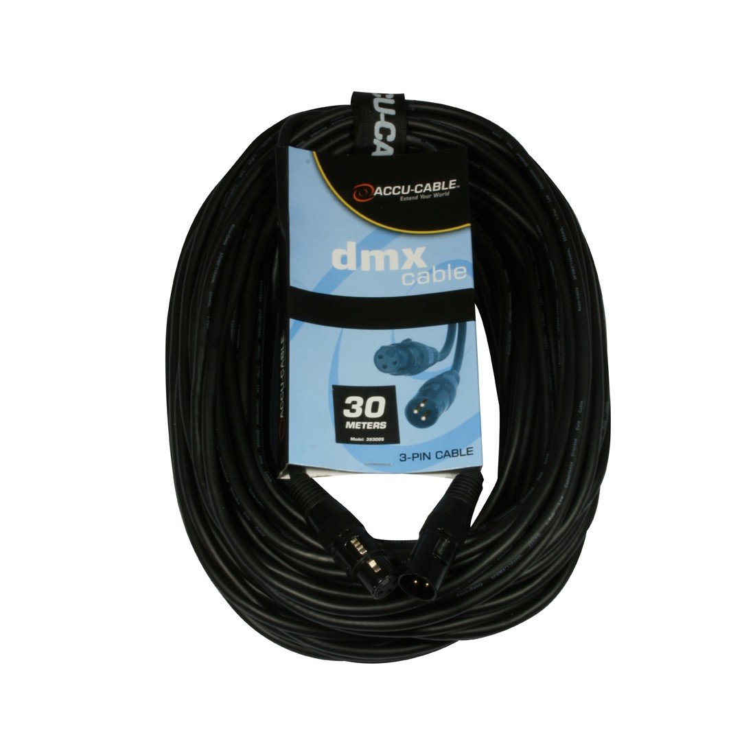 Accu Cable 30m 3 Pin DMX Cable - Black