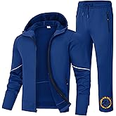 BGOWATU Men's Fleece Lined Tracksuits Set Jacket Hoodie Sweatsuit Running Sport Pants Outfits for Men with Zipper Pockets