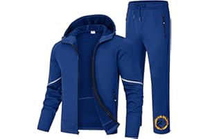 BGOWATU Men's Fleece Lined Tracksuits Set Jacket Hoodie Sweatsuit Running Sport Pants Outfits for Men with Zipper Pockets