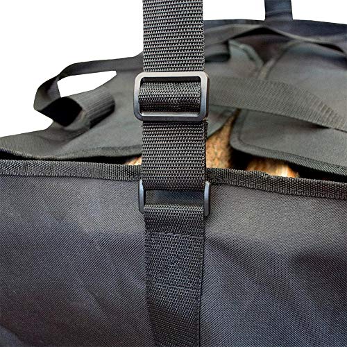 Portable Firewood Storage Bag,Outdoor Indoor Oxford Cloth Log Carrier Bag Large Logging Tote Bags with Handles,Black - Thumbnail 6