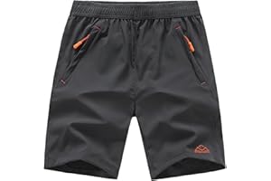 TBMPOY Men's Hiking Shorts Quick Dry Athletic Gym Workout Short with Zipper Pockets