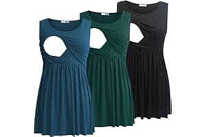 Bearsland Women's Maternity Nursing Tank Tops Sleeveless Scoop Neck Breastfeeding Clothes