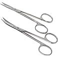 Two Piece Set - Iris Dissecting Fine Point Scissors 4.5" Curved + Straight Made of Stainless Steel Ideal For fine Precision D