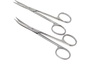 Two Piece Set - Iris Dissecting Fine Point Scissors 4.5" Curved + Straight Made of Stainless Steel Ideal For fine Precision D