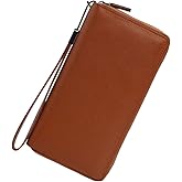 Bveyzi Women RFID Blocking Wallet Leather Zip Around Phone Clutch Large Capacity Ladies Travel Purse Wristlet | RFID Blocking, Zip Around, Large Capacity