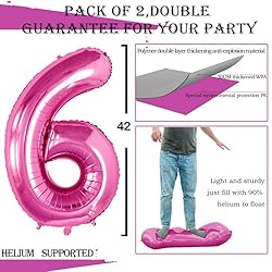 GOER Hot Pink Foil Balloons Number 6,Huge Number
