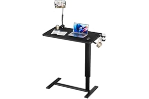 Corubak Adjustable Overbed Bedside Table with Wheels(31.2" W), Hospital Bed Table Over The Bed, Mobile Standing Desk Rolling Computer Cart, Laptop Desk with Cup Holder, Phone & Tablet Holder