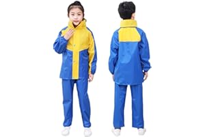 Boys Rain Suit 𝐖aterproof Jacket with Pants 2 Piece Breathable Reflective Raincoat Hooded Jacket and Pants