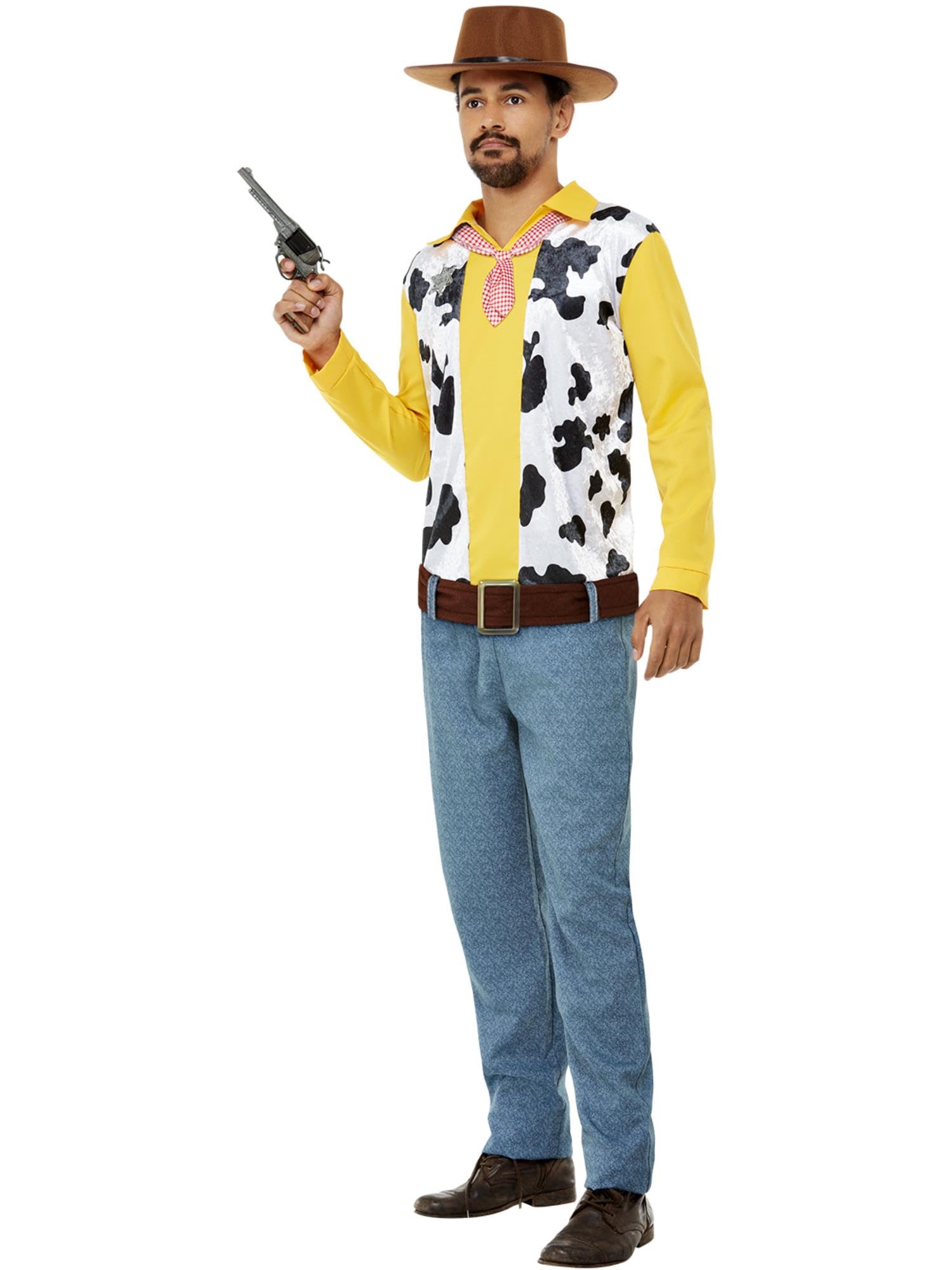 Smiffys Western Cowboy Costume, Yellow Top, Trousers & Belt, Cowboys and Indians Fancy Dress, Western Dress Up Costumes