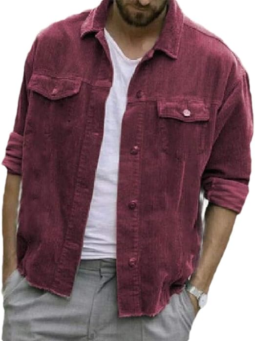 Amazon Chenshiba Jp メンズ ヴィンテージ 長袖 ソリッド ボタン フロント コーデュロイ デニム ジャケット 3 S コート ジャケット 通販