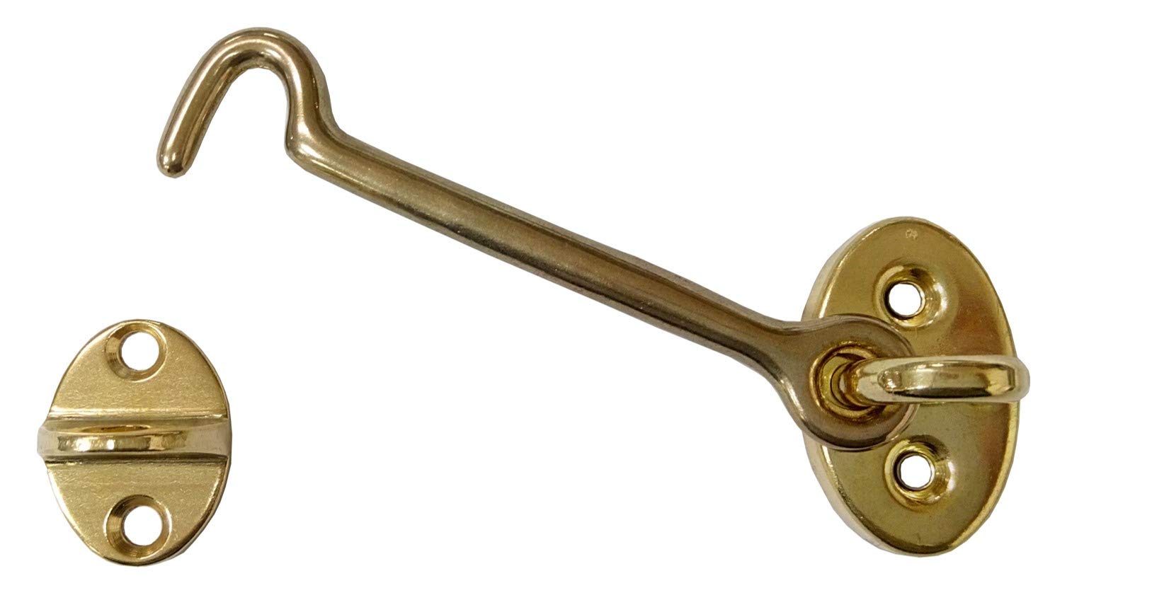 QCAA Heavier Duty Brass Door Hook Latch & Eye, 6", Vibrated Brass, Made in Taiwan, 1 Pack