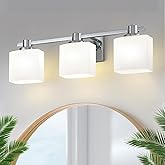 NEDYZOG 24 Inch Chrome Bathroom Light Fixtures Over Mirror 3 Light Bathroom Vanity Light Silver Modern Industrial Makeup Ligh