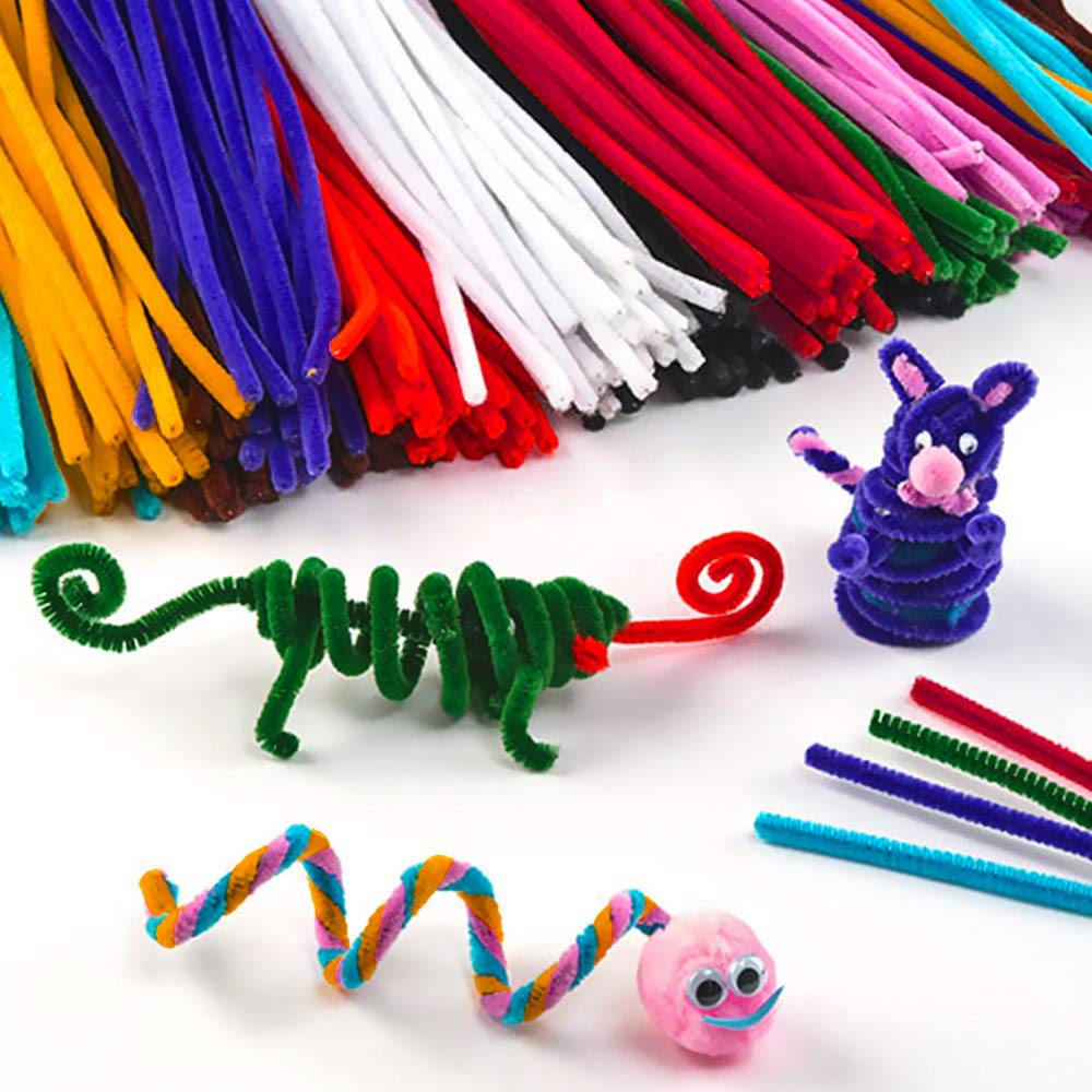 Tukcherry Craft Pompons Multicolores Rondes Fils Chenille Enfant Artisanat Fabrication Loisirs Fournitures DIY Creative Décoration Couleurs Assorties (Kits de Loisirs créatifs)